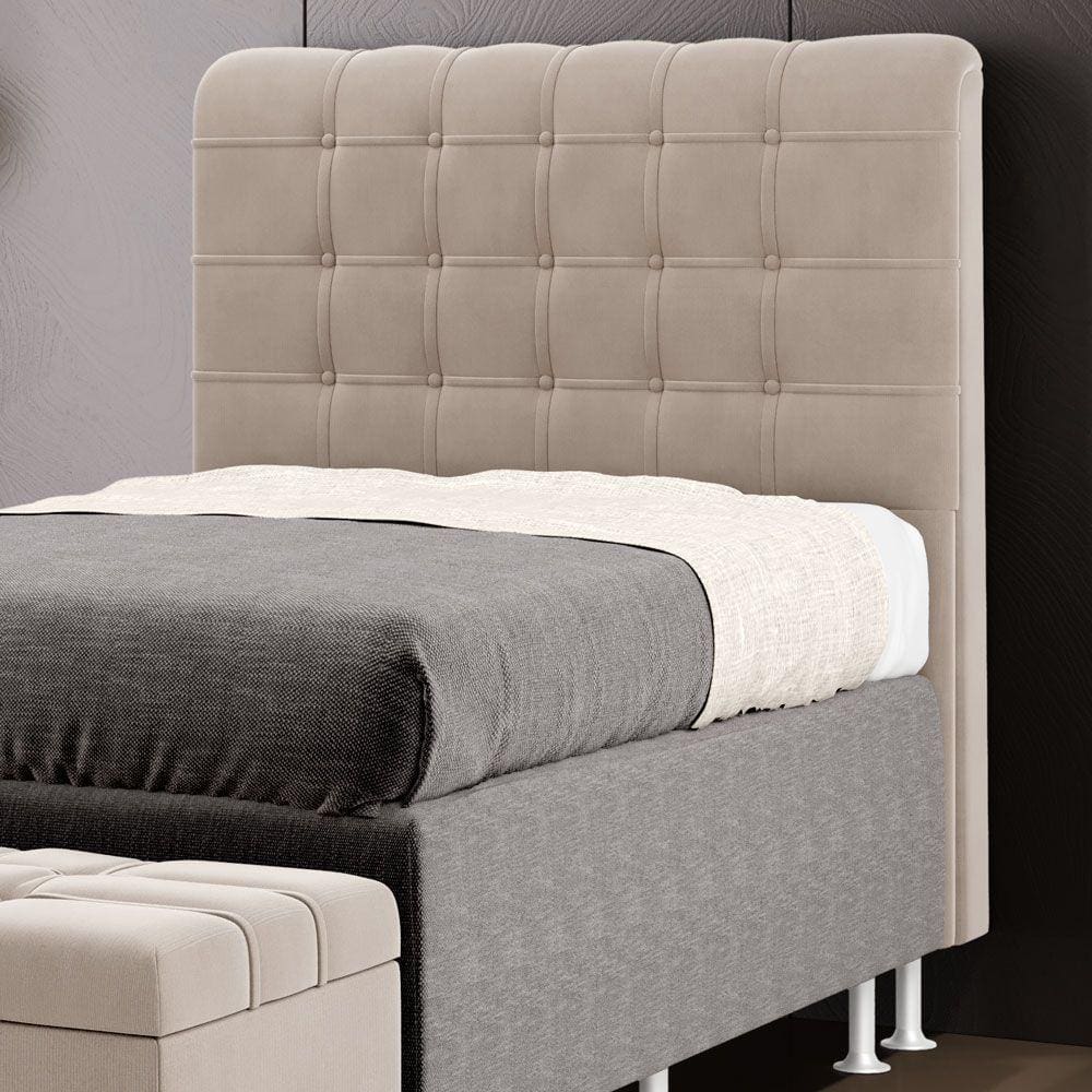 Cabeceira Estofada Dama 90 para Cama de Solteiro Sued Bege Aradecor
