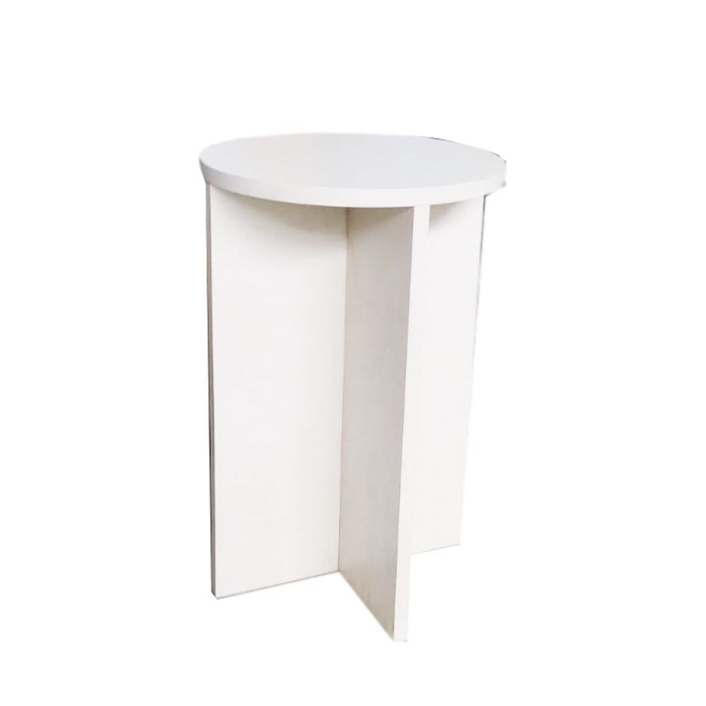 Banco Tampo Redondo 55 cm Branco Em Mdf