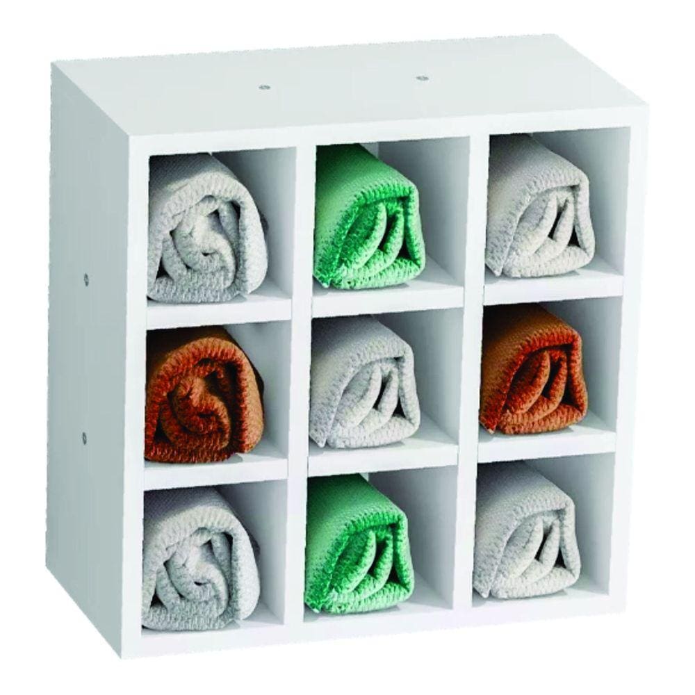 Porta Toalha 9 Lugares Branco Em Mdf