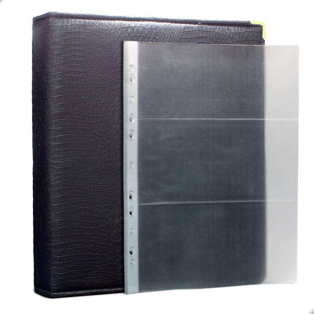 Álbum Fichário 40 Folhas PP Cédulas 3 Espaços 32x24 Cobra Fosco GF