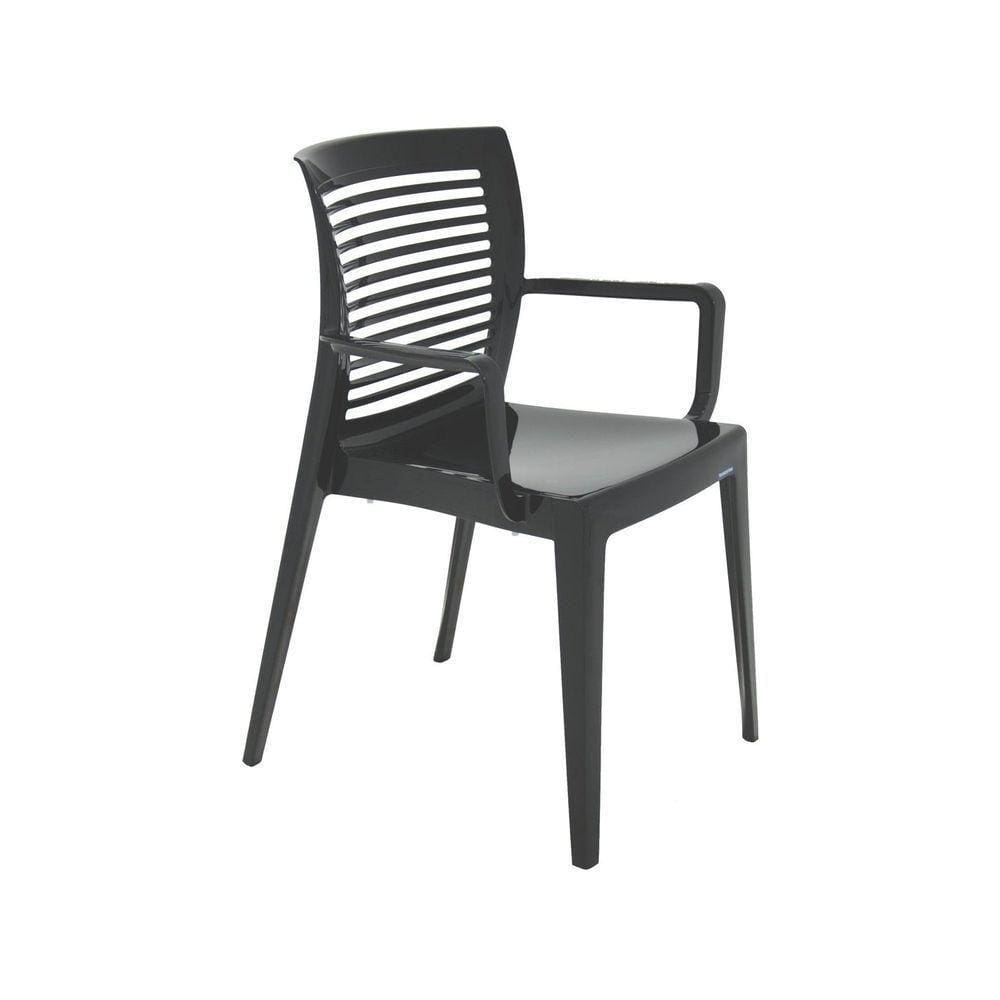 Cadeira Tramontina Victória Preta Com Braços Encosto Vazado Horizontal Em Polipropileno Tramontina