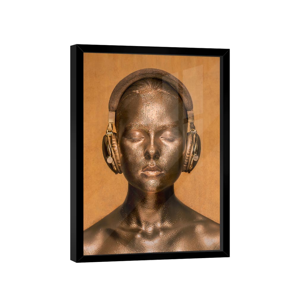 Quadro Mulher Dourada de Fone -- BR ARTES