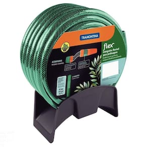 Mangueira Flex Verde Em Pvc 3 Camadas 20 M Com Engate Rosqueado, Esguicho E Suporte Mural