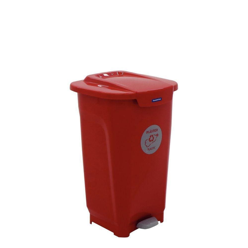 Lixeira Tramontina T-force Coleta Seletiva Plástico Em Polipropileno Vermelho 50 L Tramontina
