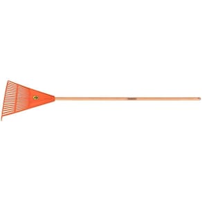 Vassoura Com 18 Dentes Tramontina Em Polipropileno Laranja Com Cabo De Madeira 120 Cm Tramontina