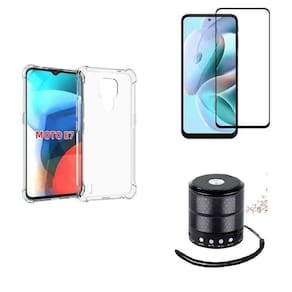 Kit Mini Som Bluetooth Moto E7 + Capa Anti Impacto + Película Vidro 3D