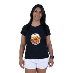 Camiseta Algodao Feminina Estampada Frase Mais Cerveja Por Favor Com Abridor De Garrafa Gola Redonda