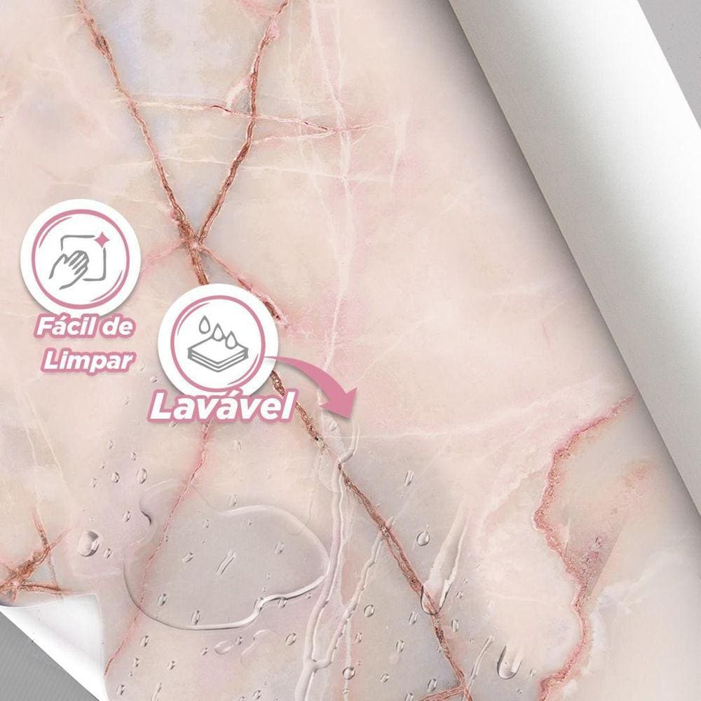 Papel De Parede Painel 3D Mármore Carrara Rosa Claro 1,5M