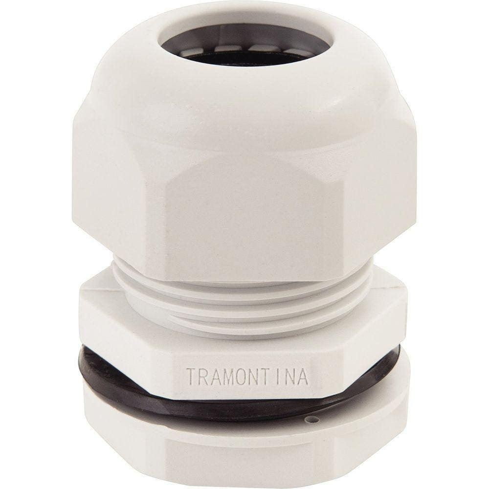 Conector Prensa-cabo 3/8 Polegada Tramontina Em Termoplástico Cinza Com Bucha Tramontina