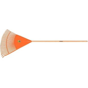 Vassoura Com 30 Dentes Tramontina Em Polipropileno Laranja Com Cabo De Madeira 120 Cm Tramontina