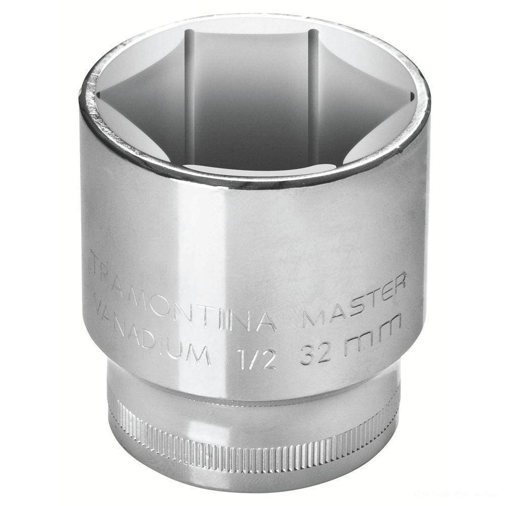 Soquete Sextavado 27 Mm Encaixe 1/2” Em Aço Cromo Vanádio Com Acabamento Cromado