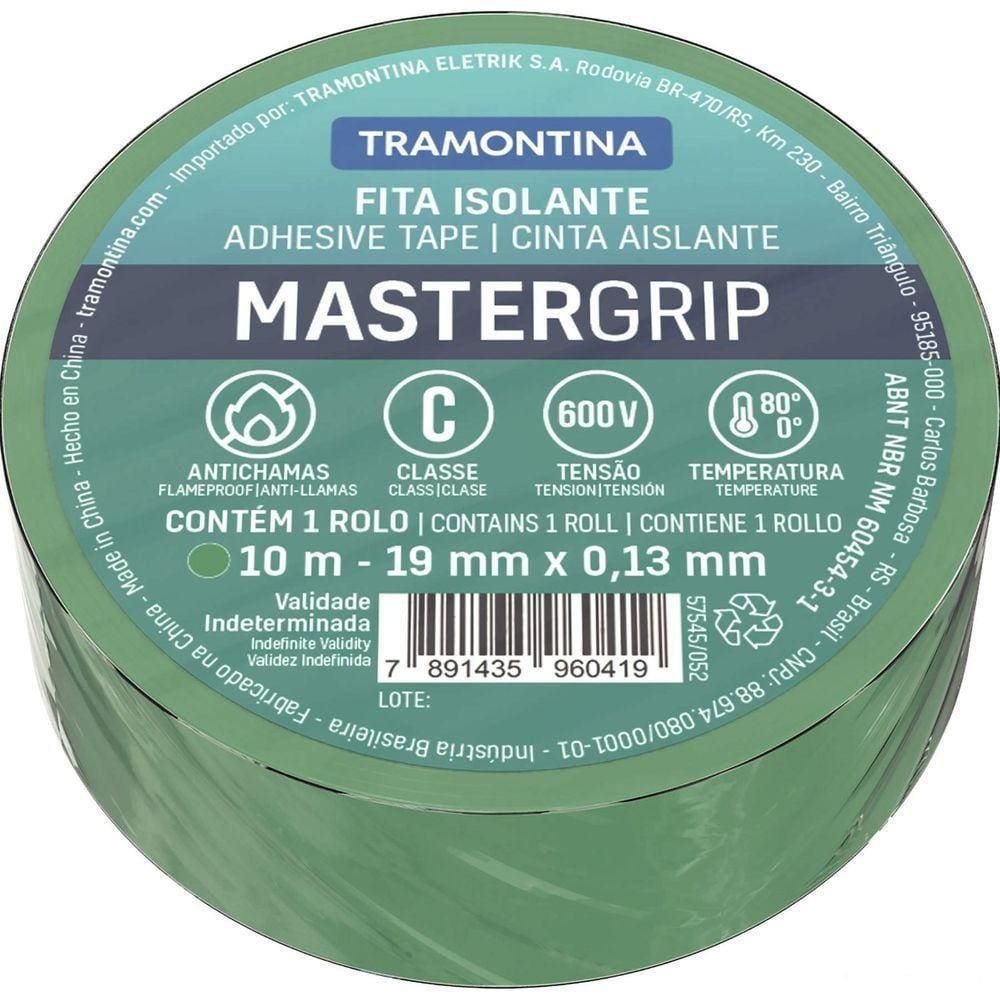 Fita Isolante Classe C 0,13x19 Mm Tramontina Verde 10 M Tramontina