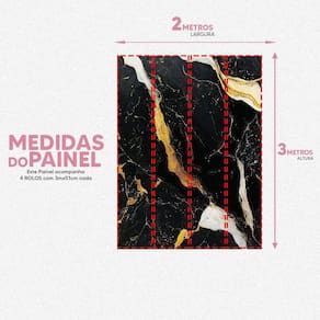 Papel De Parede Painel 3D Mármore Preto Branco Ouro 2M