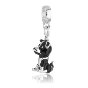 Pingente Berloque Cachorro Border Collie Para Pandora Banhado a Prata 925