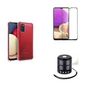 Kit Mini Som Bluetooth Samsung A03s + Capa Anti Impacto + Película Vidro 3D