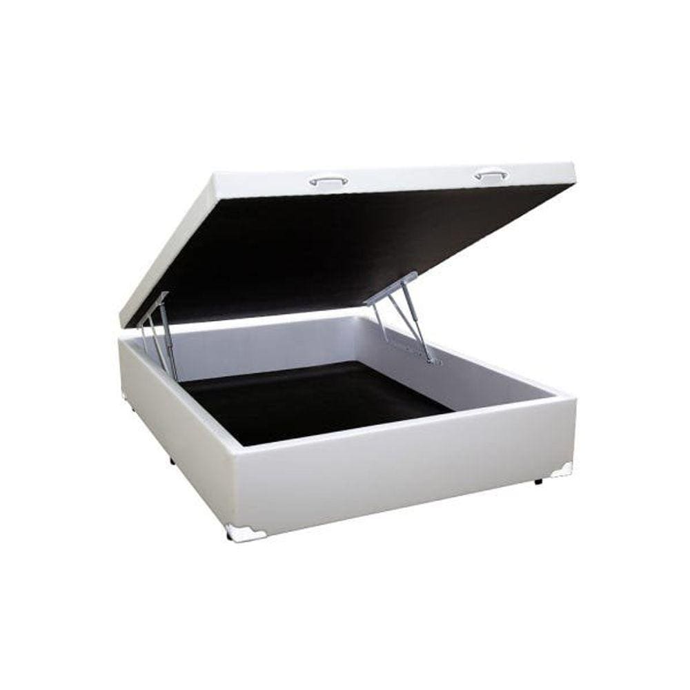 Cama Box Baú Viúva Sintético Branco - 39x128x188