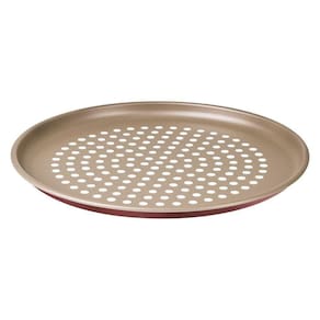 Assadeira Para Pizza Vermelha Alumínio Revestimento Antiaderente Perfurada 30 Cm