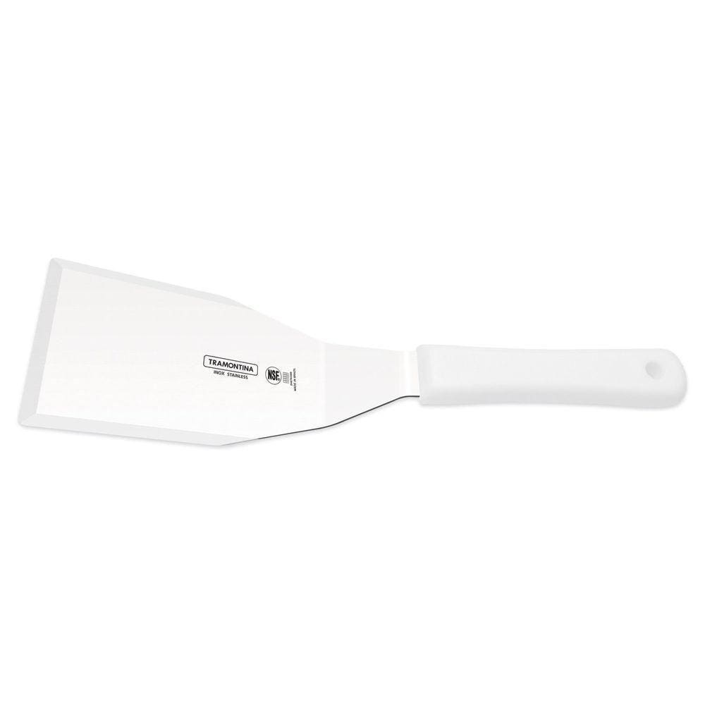 Espátula Para Hambúrguer 6"x3" Tramontina Em Aço Inox E Cabo Branco Tramontina