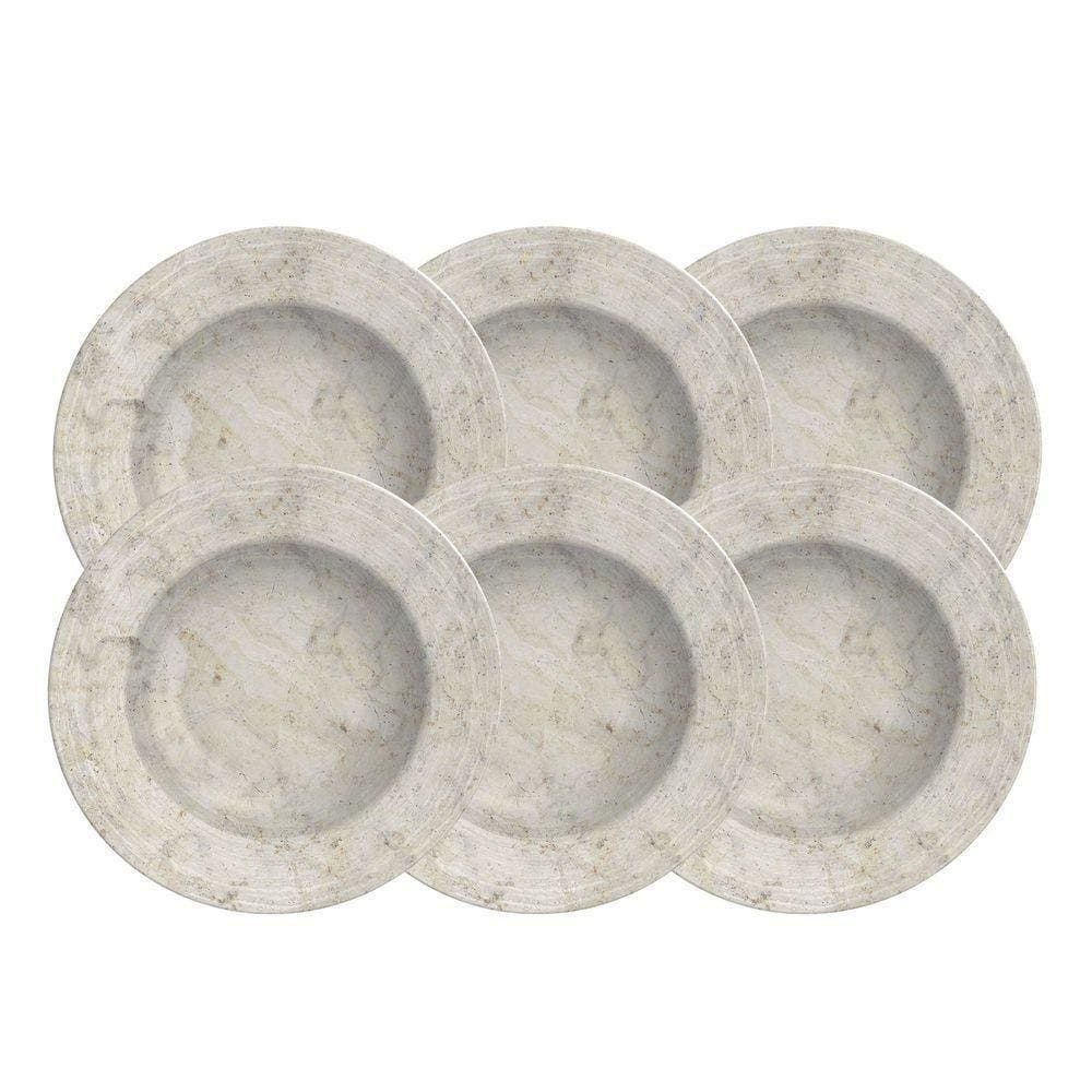 Kit Prato Fundo Tramontina Travertino Em Porcelana Decorada 23 Cm 06 Peças Tramontina