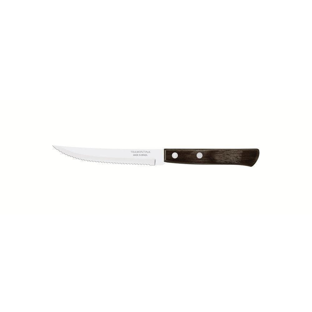 Faca Para Churrrasco 5” Tramontina Em Aço Inox E Cabo Madeira Polywood Castanho Tramontina