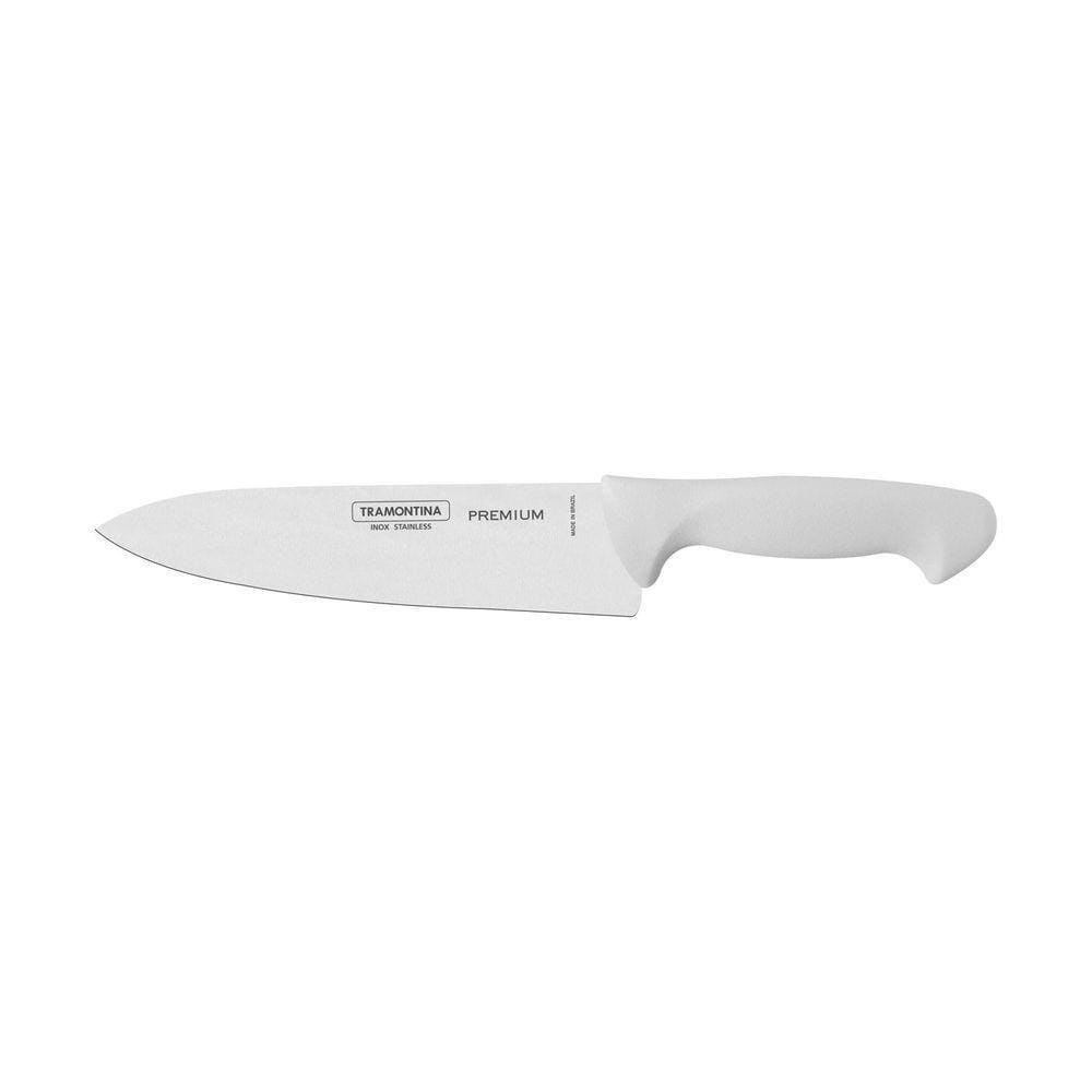 Faca Chef Tramontina Premium Com Lâmina Em Aço Inox E Cabo De Polipropileno Branco 8" Tramontina