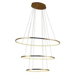 Pendente 3 Anéis Oval Birdie Dourado 100cm LED 45W 3000K Bivolt KW004GL Bella