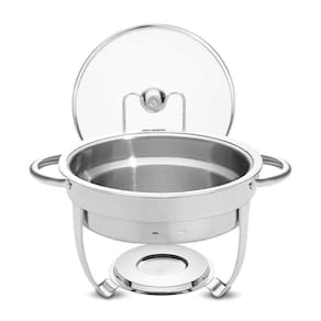Rechaud Tramontina Redondo Em Aço Inox Banho Maria Com Suporte Para Tampa 4,3 L Tramontina