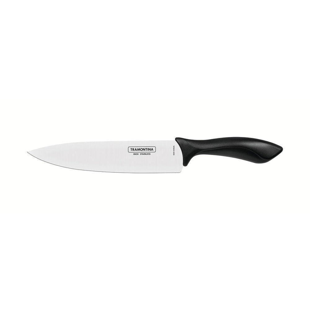 Faca Chef Tramontina Affilata Com Lâmina Em Aço Inox E Cabo De Polipropileno Preto 8" Tramontina