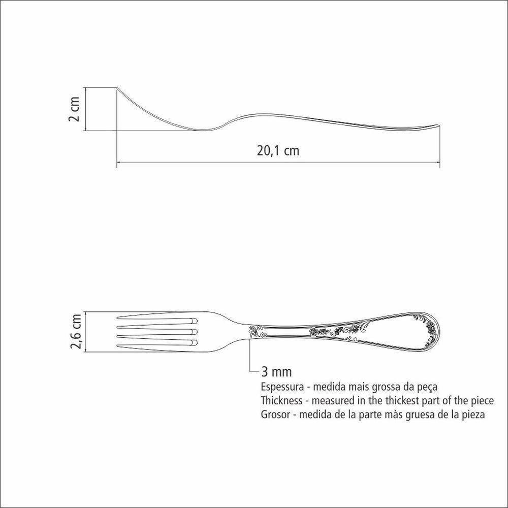 Garfo de Mesa Tramontina Renascença em Aço Inox de Qualidade em Promoção