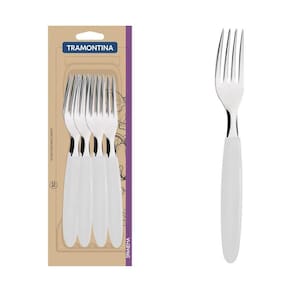 Conjunto De Garfos De Mesa Ipanema Com Lâminas Em Aço Inox E Cabos De Polipropileno Branc