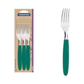 Conjunto De Garfos De Mesa Ipanema Com Lâminas De Aço Inox E Cabos De Polipropileno Verde