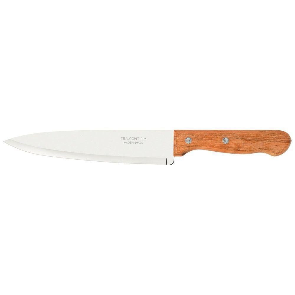 Faca Chef Tramontina Dynamic Com Lâmina Em Aço Inox E Cabo De Madeira Natural 8" Tramontina