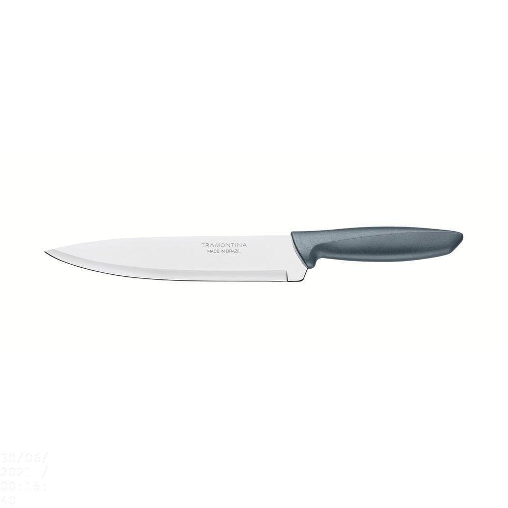 Faca Chef Tramontina Plenus Com Lâmina Em Aço Inox E Cabo De Polipropileno Cinza 8" Tramontina