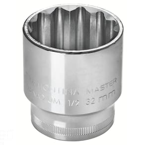 Soquete Estriado 22 Mm Encaixe 1/2" Em Aço Cromo Vanádio Com Acabamento Cromado