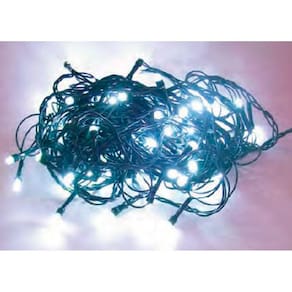 Luz de Natal Cordão 100 Lâmpadas Led Branco Fio Verde Pisca 127v 10 Mts