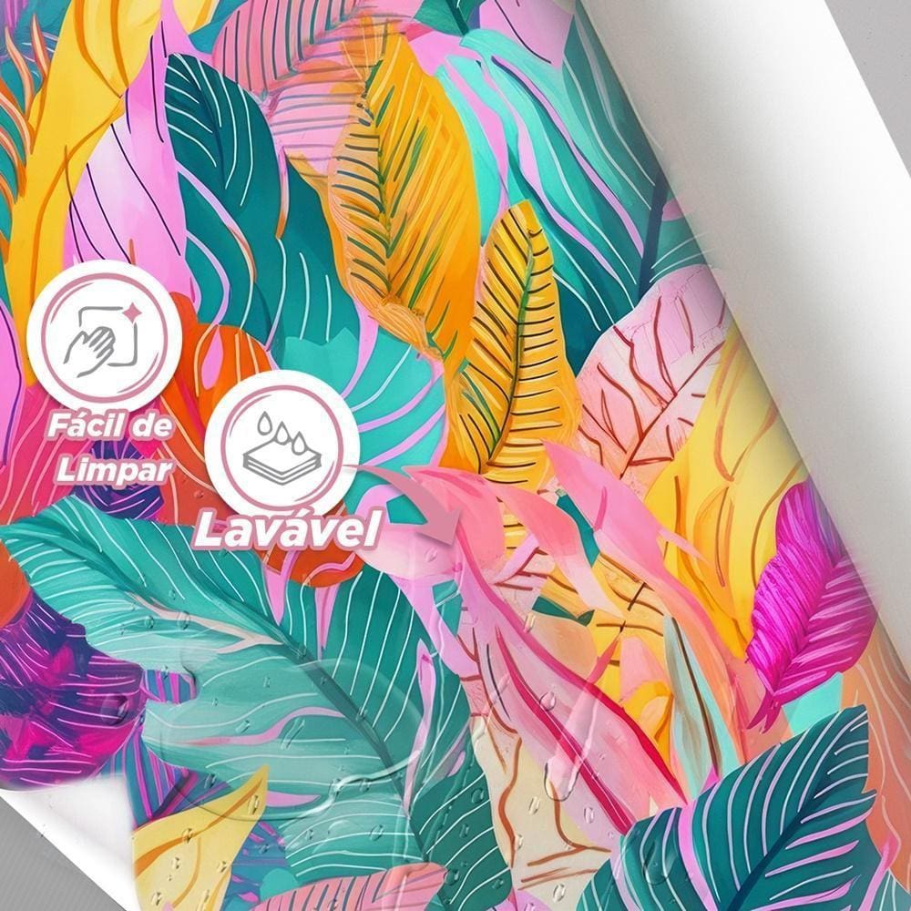 Papel De Parede Painel 3D Folhas Bananeira Colorida 4M