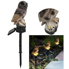 Coruja Luminaria Solar Led Decoraçao Iluminaçao Rua Quintal Varanda Jardim Enfeite Escutura Aves Resistente Multiuso