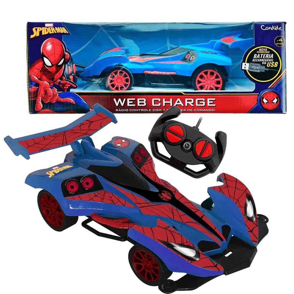 Carro de Controle Remoto Web Climber, Spider Man, 7 Funções, Candide