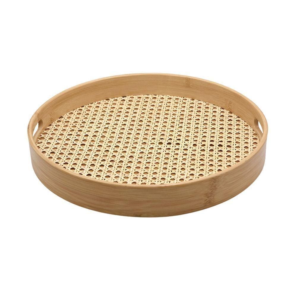 Bandeja De Bambu Oikos Com Palha 35cm Redonda