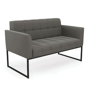Sofá Namoradeira Elisa Suede Grafite Base Metálica Industrial Preto - D`Rossi