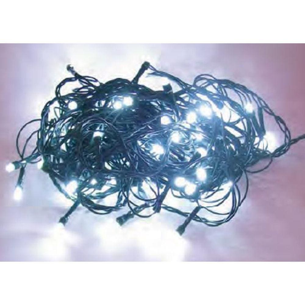 Cordão 100 Lâmpadas Led Branco Fio Verde 127V 10 Mts M/F
