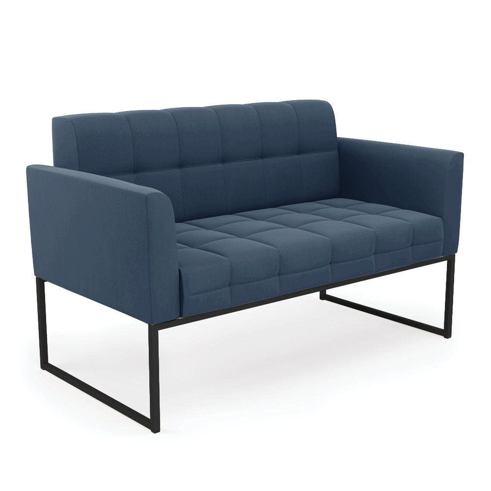 Sofá Namoradeira Elisa Suede Azul Marinho Base Metálica Industrial Preto - D`Rossi