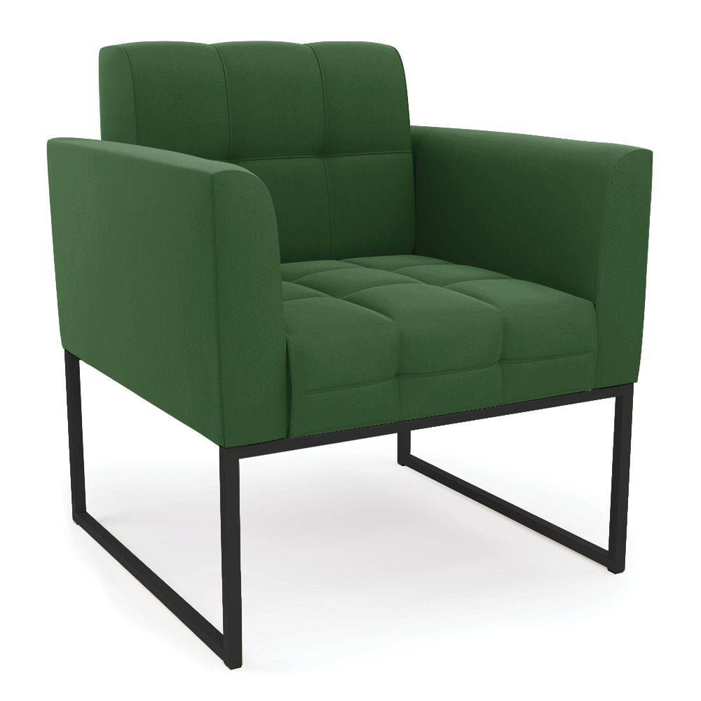 Poltrona Elisa Suede Verde Base Metálica Industrial Preto - D`Rossi