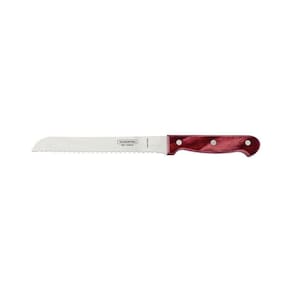 Faca Para Pão Tramontina Polywood Com Lâmina Em Aço Inox E Cabo De Madeira Vermelho 7" Tramontina