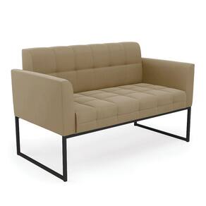 Sofá Namoradeira Elisa Suede Marrom Rato Base Metálica Industrial Preto - D`Rossi