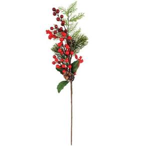 Folhagem De Natal Pick Cereja Com Pinha 63X20X9Cm