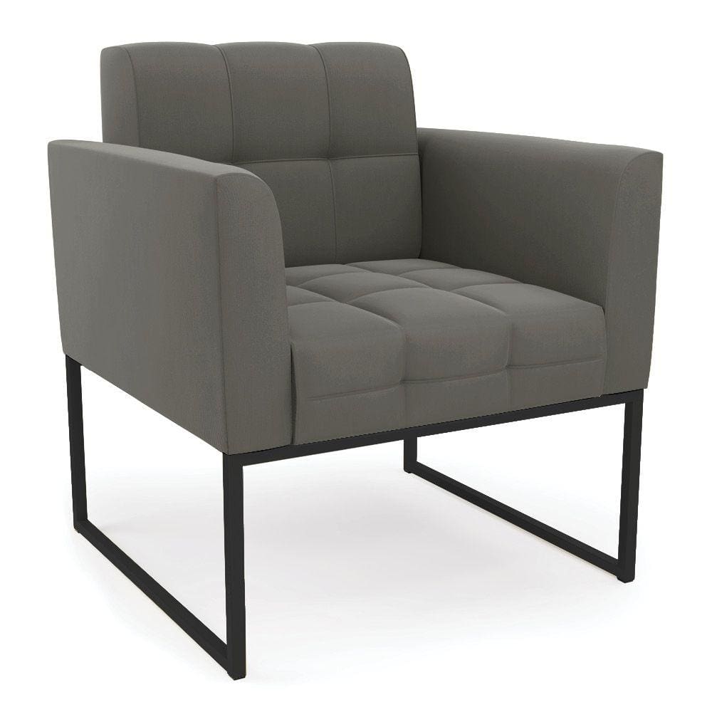 Poltrona Elisa Suede Grafite Base Metálica Industrial Preto - D`Rossi