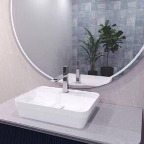 Cuba de Apoio Catena Retangular com Mesa 500x350x110 mm Branco Brilhante