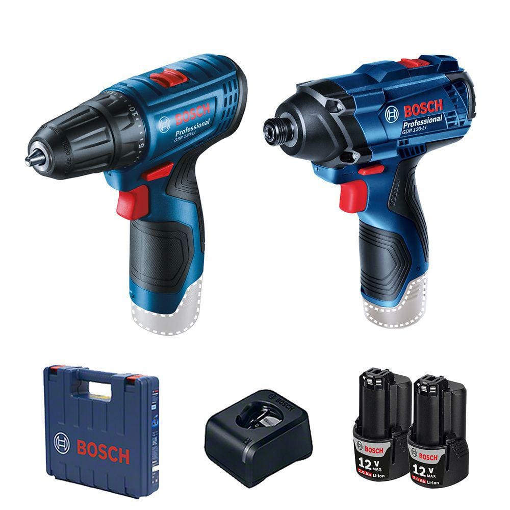 Combo Furadeira/Parafusadeira E Chave De Impacto 12V Bivolt Com 2 Baterias E Carregador