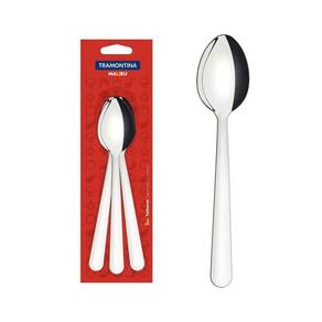 Conjunto De Colheres De Mesa Tramontina Malibu Em Aço Inox 03 Peças Tramontina